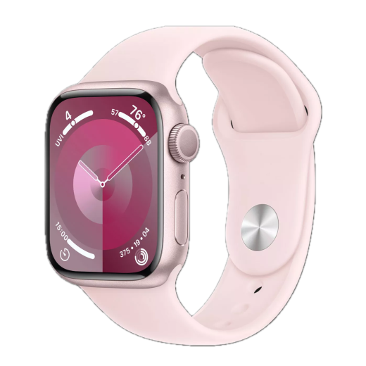 Apple Watch Series 9 45mm Pink Aluminum Case with Light Pink Sport Band M/L 