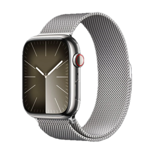Apple Watch Series 9 41mm GPS + LTE, Silver Stainless Steel Case with Silver Milanese Loop 
