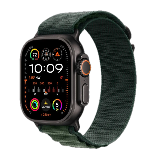 Apple Watch Ultra 2 49mm GPS + LTE Black Titanium Case with Dark Green Alpine Loop Large 