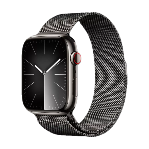 Apple Watch Series 9 45mm GPS + LTE, Graphite Stainless Steel Case with Graphite Milanese Loop 