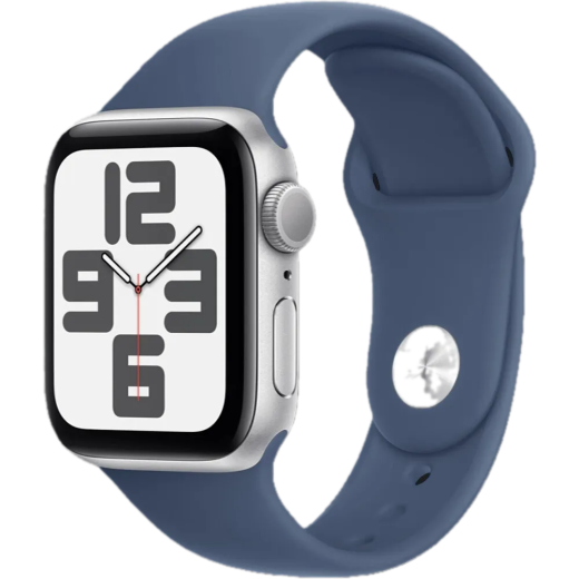 Apple Watch SE 2 GPS 44mm Silver Aluminium Case with Denim Sport Band (M/L)  2024