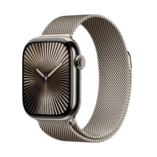 Apple Watch Series 10 GPS + LTE, 46mm Natural Titanium Case with Natural Milanese Loop (M/L) 