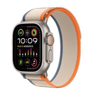 Apple Watch Ultra 2 49mm GPS + LTE Titanium Case with Orange/Beige Trail Loop S/M 