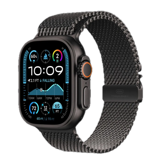 Apple Watch Ultra 2 49mm GPS + LTE Black Titanium Case with Black Titanium Milanese Loop Medium 