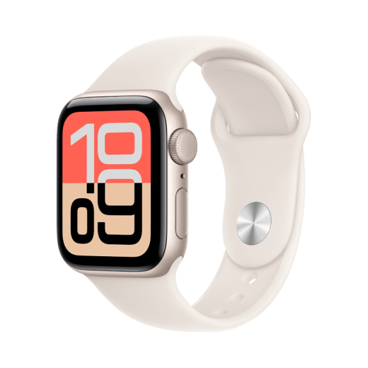 Apple Watch SE 3 GPS, 40mm Starlight Aluminum Case with Starlight Sport Band (S/M)
