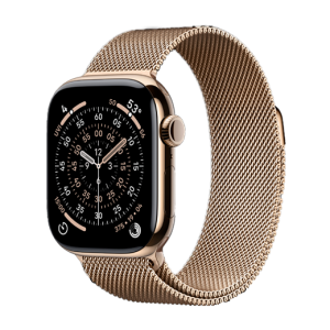 Apple Watch Series 11 GPS, 42mm Gold Titanium Case with Gold Milanese Loop