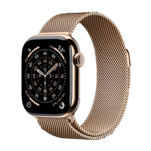 Apple Watch Series 11 GPS, 42mm Gold Titanium Case with Gold Milanese Loop