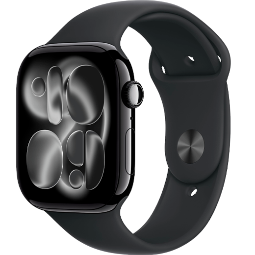 Apple Watch Series 11 GPS, 46mm Jet Black Aluminum Case with Black Sport Band (S/M)