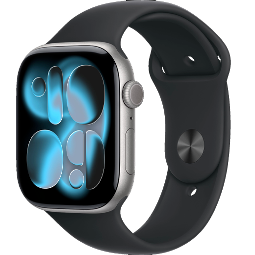 Apple Watch Series 11 GPS, 42mm Space Gray Aluminum Case with Black Sport Band (S/M)