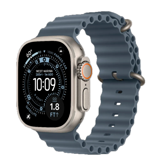 Apple Watch Ultra 3 GPS + LTE, 49mm Natural Titanium Case with Anchor Blue Ocean Band