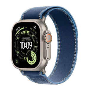 Apple Watch Ultra 3 GPS + LTE, 49mm Natural Titanium Case with Blue/Bright Blue Trail Loop - M/L