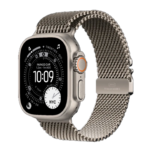 Apple Watch Ultra 3 GPS + LTE, 49mm Natural Titanium Case with Natural Titanium Milanese Loop - Medium